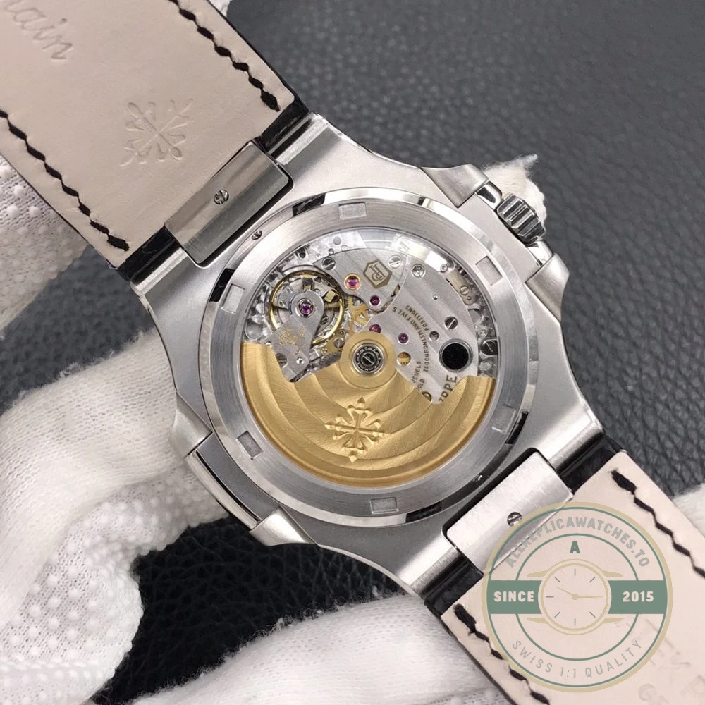 Superclone Nautilus 5711G-014 Patek Philippe 59 mm, Dark Dial, Leather - Swiss-Made Clone Watch