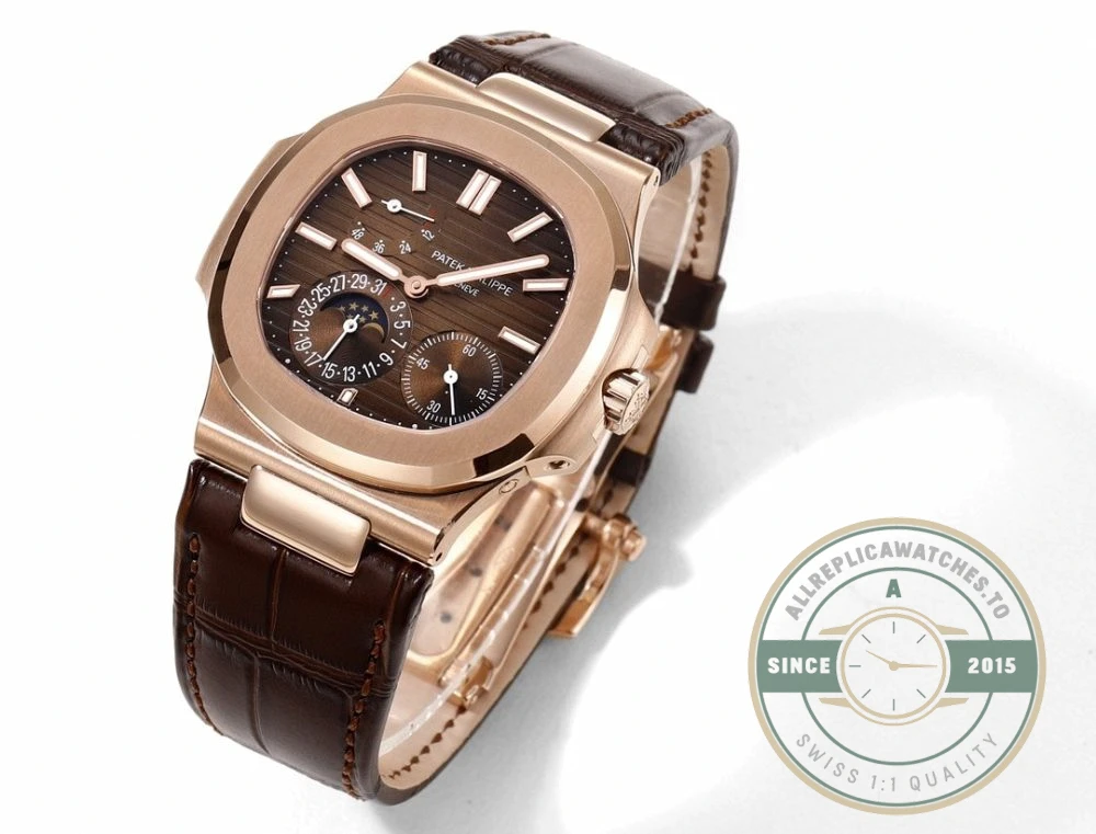 Superclone Nautilus 5712R-001 Patek Philippe Moon phases. 40 mm, Rose gold - High-Grade Replica Watch