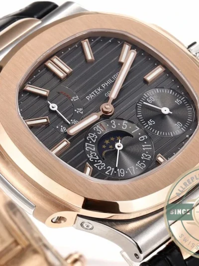 Superclone Nautilus 5712R-001 Patek Philippe Moon phases. 40 mm, Rose gold & Stainless Steel - Best Quality Replica Watch