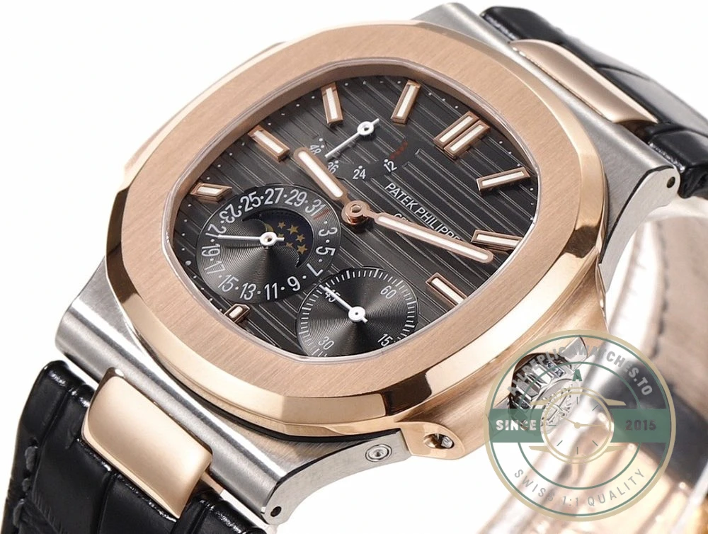 Superclone Nautilus 5712R-001 Patek Philippe Moon phases. 40 mm, Rose gold & Stainless Steel - Swiss-Made Clone Watch