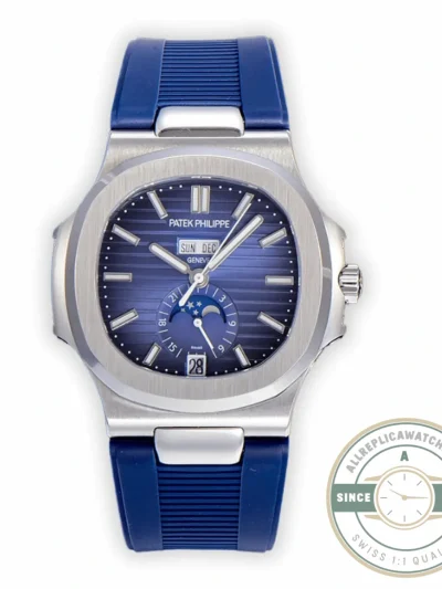 Superclone Nautilus 5726/1A Annual Calendar, Moon phases 40.5 mm, Steel, Blue Dial - Affordable Super Clone Watch