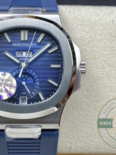 Superclone Nautilus 5726/1A Annual Calendar, Moon phases 40.5 mm, Steel, Blue Dial - Swiss-Made Clone Watch