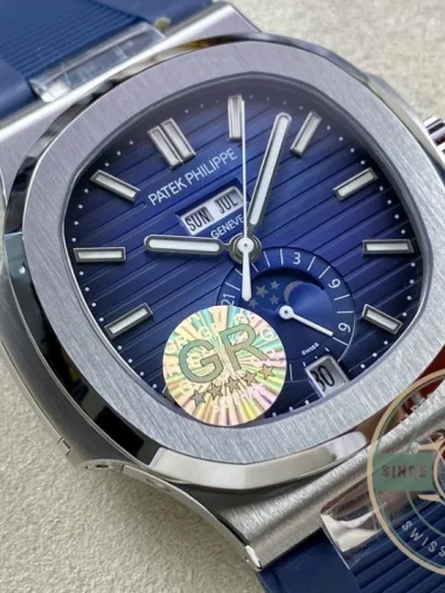 Superclone Nautilus 5726/1A Annual Calendar, Moon phases 40.5 mm, Steel, Blue Dial - Affordable Luxury Replica Timepiece