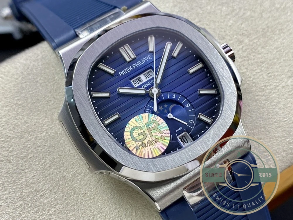 Superclone Nautilus 5726/1A Annual Calendar, Moon phases 40.5 mm, Steel, Blue Dial - Affordable Luxury Replica Timepiece
