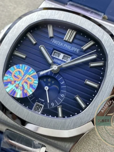 Superclone Nautilus 5726/1A Annual Calendar, Moon phases 40.5 mm, Steel, Blue Dial - Affordable Luxury Replica Timepiece