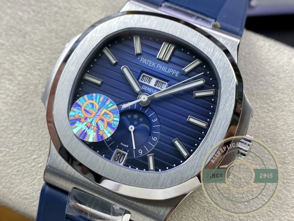 Superclone Nautilus 5726/1A Annual Calendar, Moon phases 40.5 mm, Steel, Blue Dial - Affordable Luxury Replica Timepiece