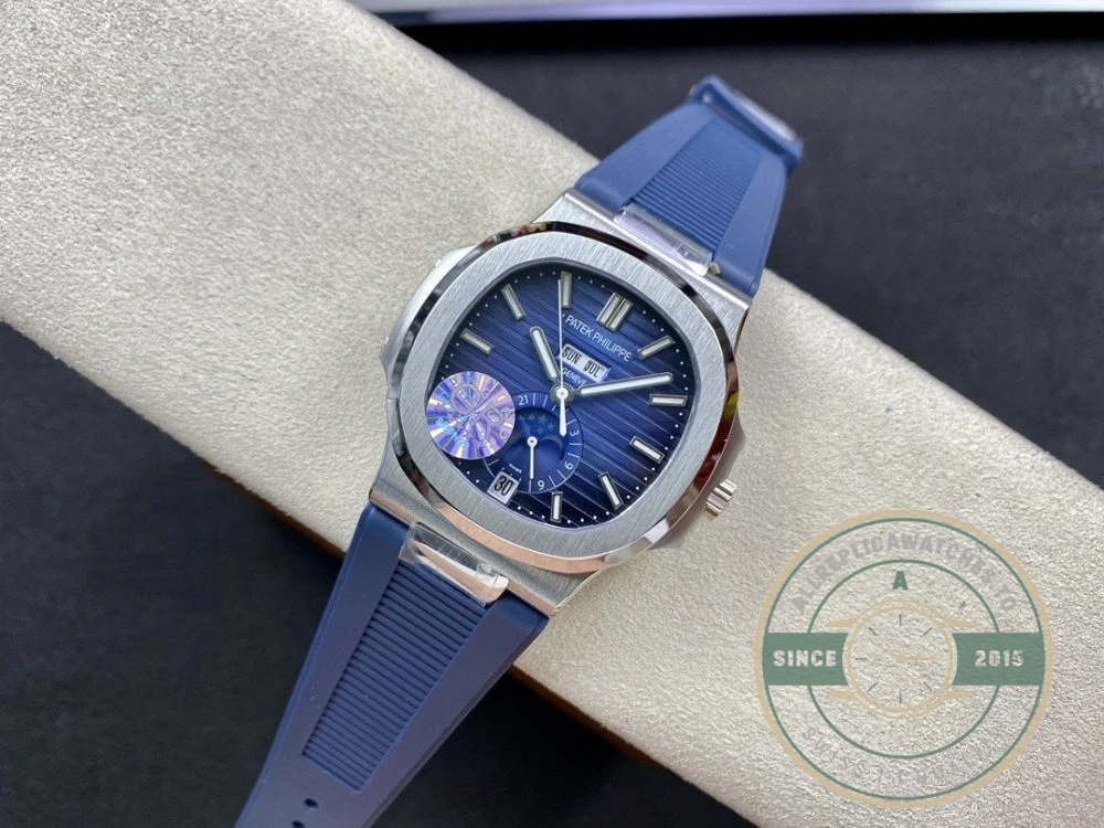 Superclone Nautilus 5726/1A Annual Calendar, Moon phases 40.5 mm, Steel, Blue Dial - Swiss Movement Replica Watch
