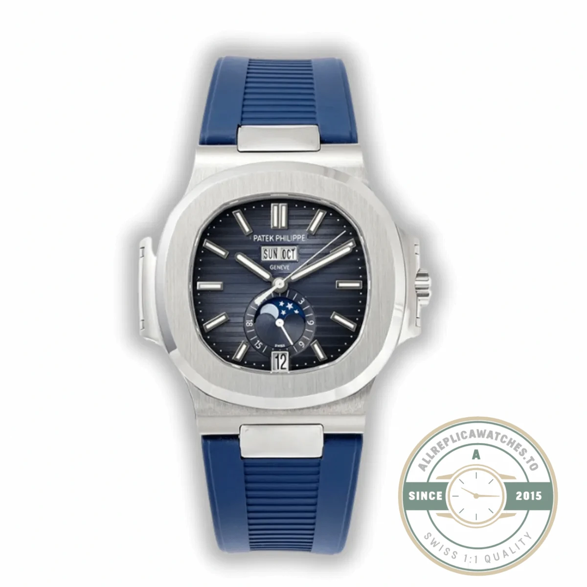 Superclone Nautilus 5726/1A Annual Calendar, Moon phases 40.5 mm, Steel, Dark Blue Dial - Luxury Replica Watch