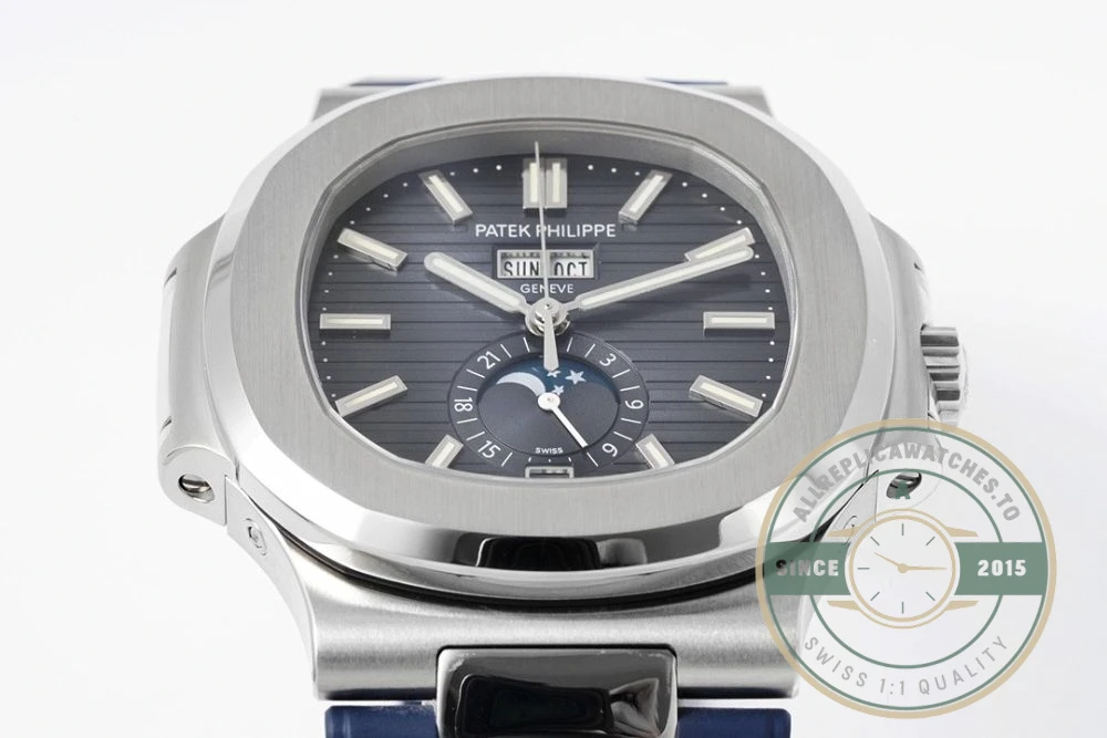 Superclone Nautilus 5726/1A Annual Calendar, Moon phases 40.5 mm, Steel, Dark Blue Dial - Budget Luxury Replica Watch