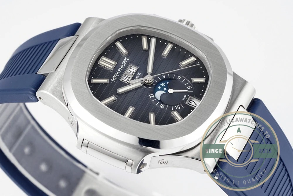 Superclone Nautilus 5726/1A Annual Calendar, Moon phases 40.5 mm, Steel, Dark Blue Dial - Affordable Super Clone Watch