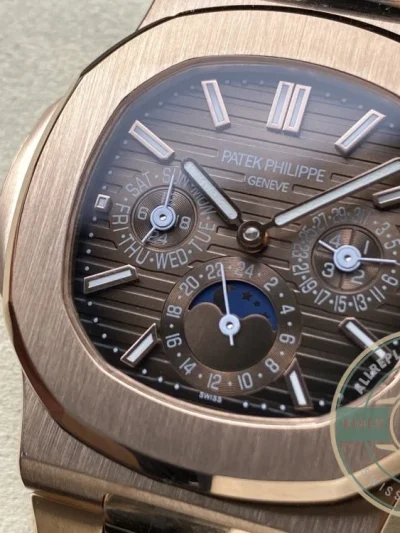 Superclone Nautilus 5740/1G-001 Patek Philippe Perpetual Calendar 40 mm, Rose gold, Brown Dial - Affordable Super Clone Watch