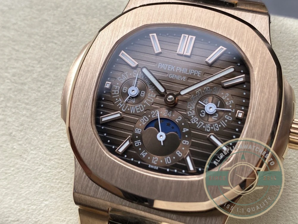 Superclone Nautilus 5740/1G-001 Patek Philippe Perpetual Calendar 40 mm, Rose gold, Brown Dial - Affordable Super Clone Watch