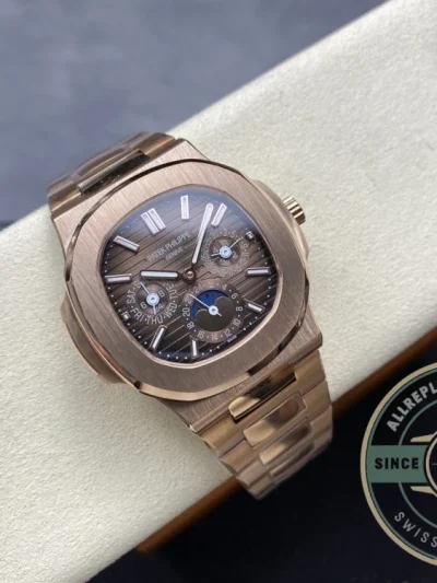 Superclone Nautilus 5740/1G-001 Patek Philippe Perpetual Calendar 40 mm, Rose gold, Brown Dial - Premium Super Clone Watch