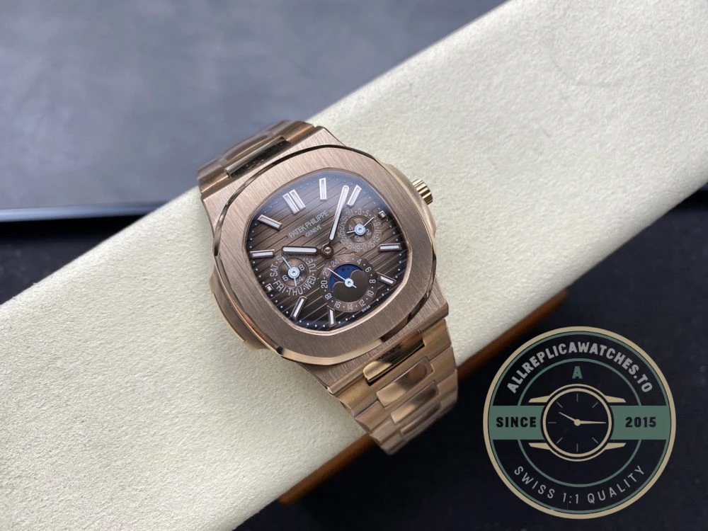 Superclone Nautilus 5740/1G-001 Patek Philippe Perpetual Calendar 40 mm, Rose gold, Brown Dial - Premium Super Clone Watch