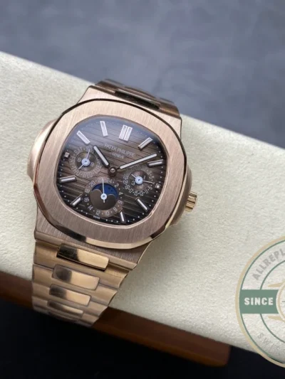 Superclone Nautilus 5740/1G-001 Patek Philippe Perpetual Calendar 40 mm, Rose gold, Brown Dial - Swiss Movement Replica Watch