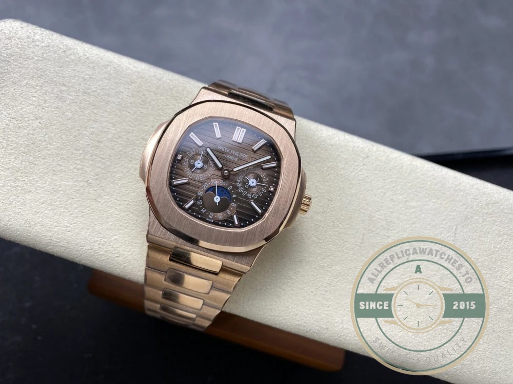 Superclone Nautilus 5740/1G-001 Patek Philippe Perpetual Calendar 40 mm, Rose gold, Brown Dial - Swiss Movement Replica Watch
