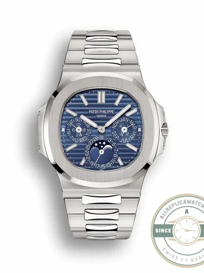Superclone Nautilus 5740/1G-001 Patek Philippe Perpetual Calendar 40 mm, White gold, Blue Dial - Affordable Super Clone Watch