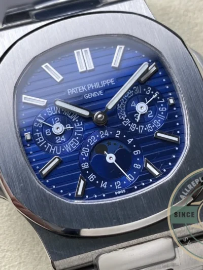 Superclone Nautilus 5740/1G-001 Patek Philippe Perpetual Calendar 40 mm, White gold, Blue Dial - Swiss-Made Clone Watch