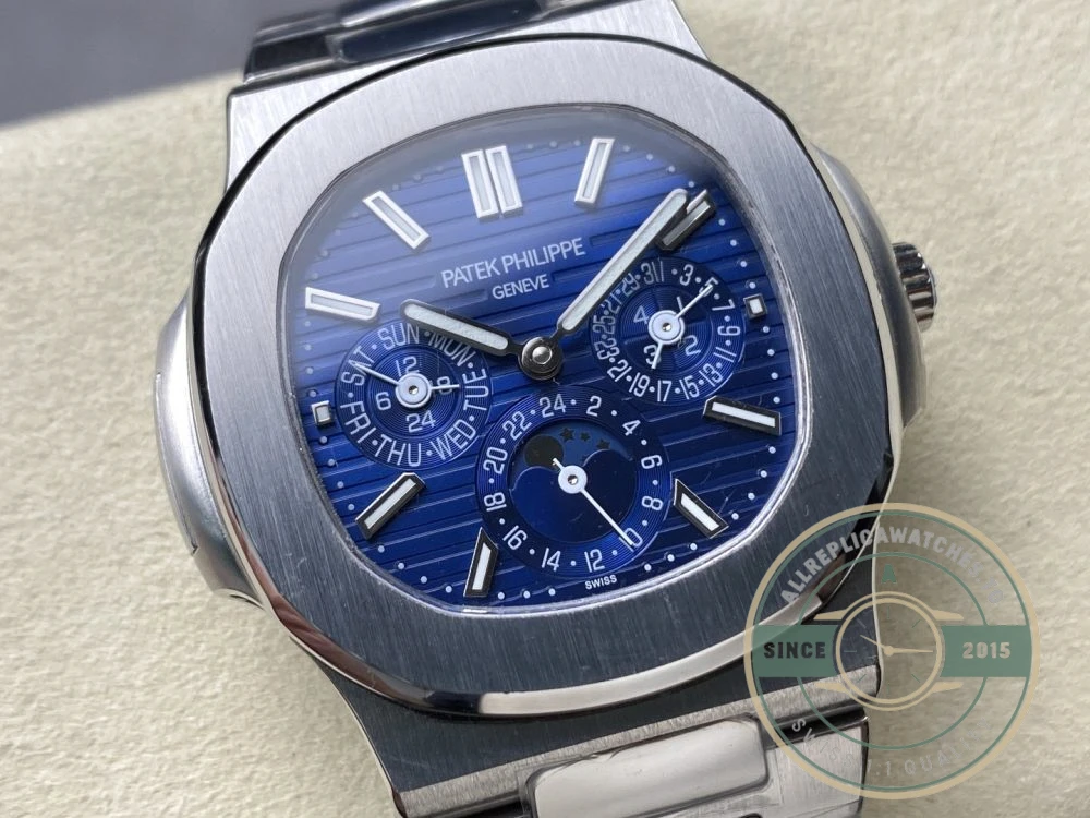 Superclone Nautilus 5740/1G-001 Patek Philippe Perpetual Calendar 40 mm, White gold, Blue Dial - Swiss-Made Clone Watch