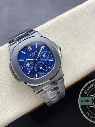 Superclone Nautilus 5740/1G-001 Patek Philippe Perpetual Calendar 40 mm, White gold, Blue Dial - Swiss-Made Clone Watch