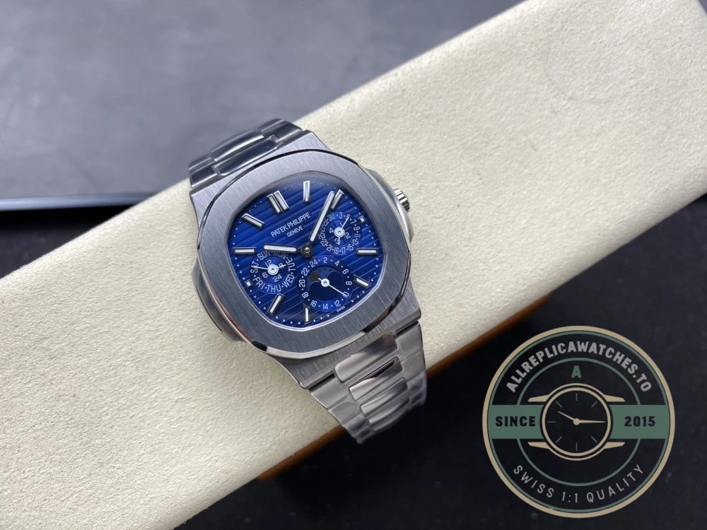 Superclone Nautilus 5740/1G-001 Patek Philippe Perpetual Calendar 40 mm, White gold, Blue Dial - Swiss-Made Clone Watch