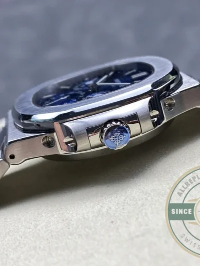 Superclone Nautilus 5740/1G-001 Patek Philippe Perpetual Calendar 40 mm, White gold, Blue Dial - Affordable Super Clone Watch