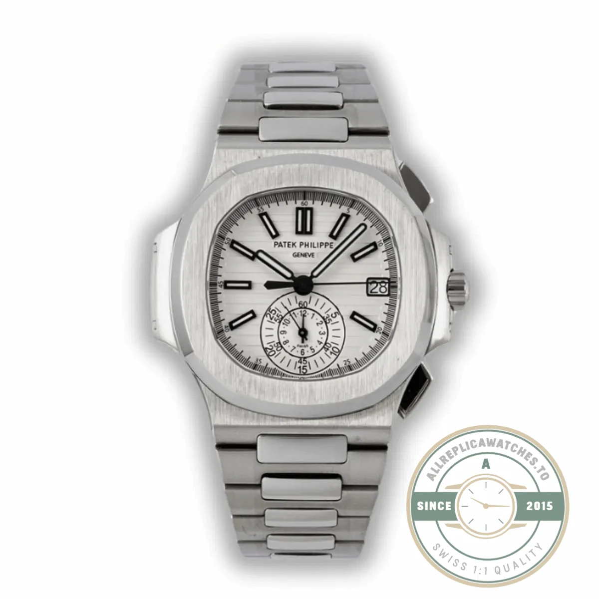 Superclone Nautilus 5980/1A-001 Patek Philippe Flyback chronograph, Date 40 mm, Stainless Steel - 1:1 Swiss Replica Watch