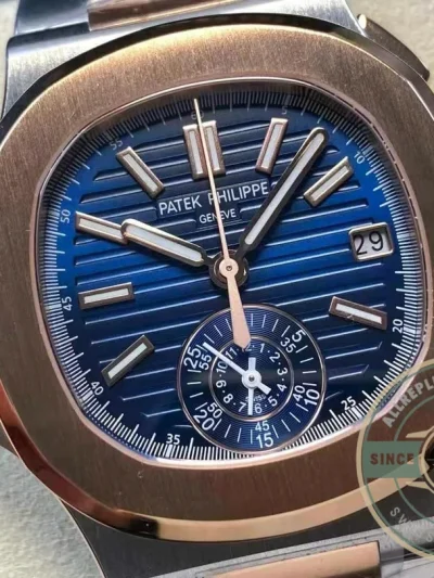 Replica Nautilus 5980/1AR-001 Patek Philippe Flyback chronograph, Date. 40.5 mm, Steel/rose gold - Swiss-Made Clone Watch