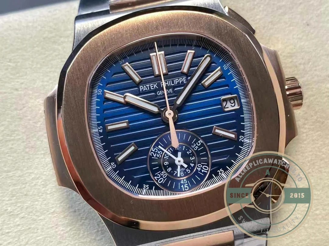 Replica Nautilus 5980/1AR-001 Patek Philippe Flyback chronograph, Date. 40.5 mm, Steel/rose gold - Swiss-Made Clone Watch