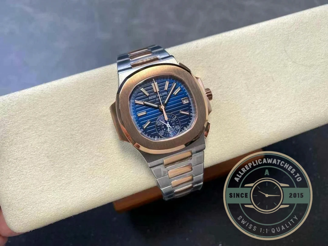 Replica Nautilus 5980/1AR-001 Patek Philippe Flyback chronograph, Date. 40.5 mm, Steel/rose gold - Luxury Replica Watch