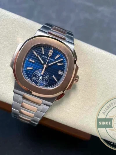Replica Nautilus 5980/1AR-001 Patek Philippe Flyback chronograph, Date. 40.5 mm, Steel/rose gold - Top-Tier Swiss Replica Watch