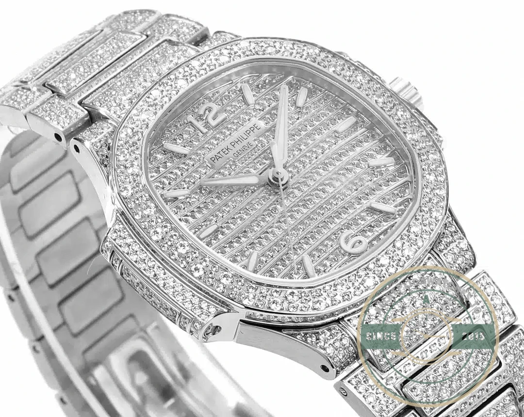 Superclone Nautilus 7118/1450G-001 Patek Philippe “Ladies Automatic” 35.2 mm, White gold - Budget Luxury Replica Watch