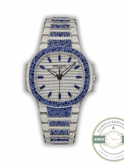 Superclone Nautilus 7118/1451G Patek Philippe “Ladies Automatic” 35.2 mm, Blue Diamonds - Swiss-Made Clone Watch