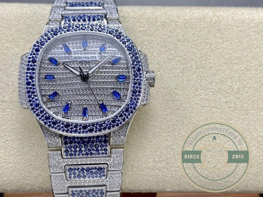 Superclone Nautilus 7118/1451G Patek Philippe “Ladies Automatic” 35.2 mm, Blue Diamonds - 1:1 Swiss Replica Watch
