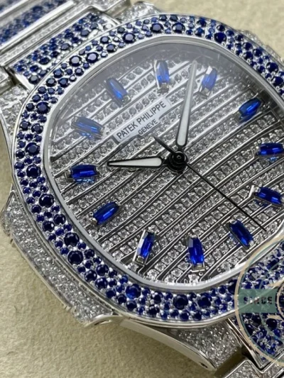 Superclone Nautilus 7118/1451G Patek Philippe “Ladies Automatic” 35.2 mm, Blue Diamonds - Luxury Replica Watch