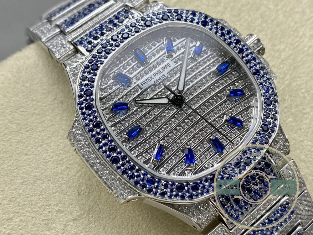 Superclone Nautilus 7118/1451G Patek Philippe “Ladies Automatic” 35.2 mm, Blue Diamonds - Luxury Replica Watch