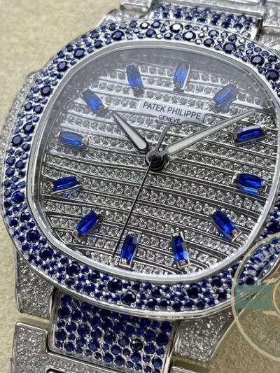 Superclone Nautilus 7118/1451G Patek Philippe “Ladies Automatic” 35.2 mm, Blue Diamonds - Swiss Movement Replica Watch