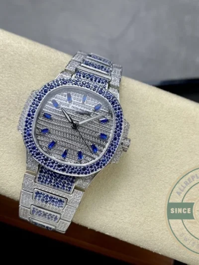 Superclone Nautilus 7118/1451G Patek Philippe “Ladies Automatic” 35.2 mm, Blue Diamonds - 1:1 Swiss Replica Watch