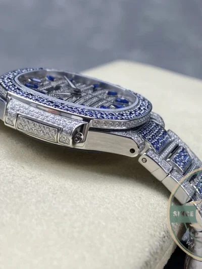 Superclone Nautilus 7118/1451G Patek Philippe “Ladies Automatic” 35.2 mm, Blue Diamonds - Affordable Super Clone Watch