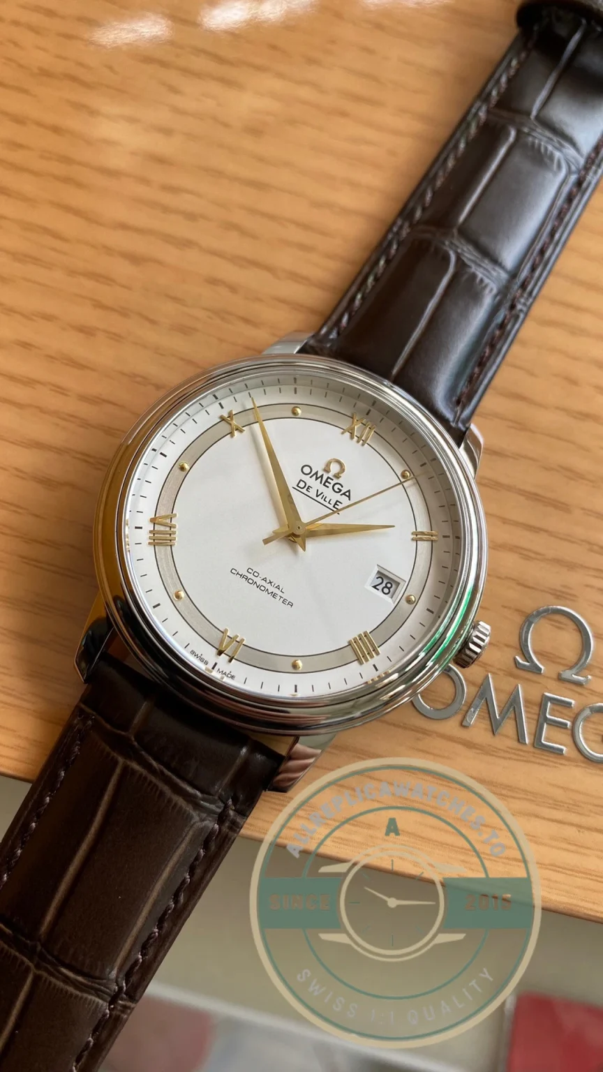 Superclone Omega De Ville Gold 39.5mm 424.13.40.20.02.002 - Swiss Movement Replica Watch