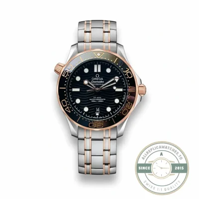 Two-tone 42mm Omega Seamaster Diver 300M superclone, steel with sedna gold, ref 210.20.42.20.01.001