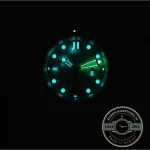 Black wave-pattern dial with three chronograph subdials on this Diver 300M superclone
