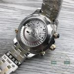 Sedna gold diving scale on the ceramic bezel of the two-tone Seamaster chronograph clone