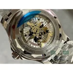 Mesh bracelet tapering into the clasp on this super clone Omega Seamaster Diver 300M