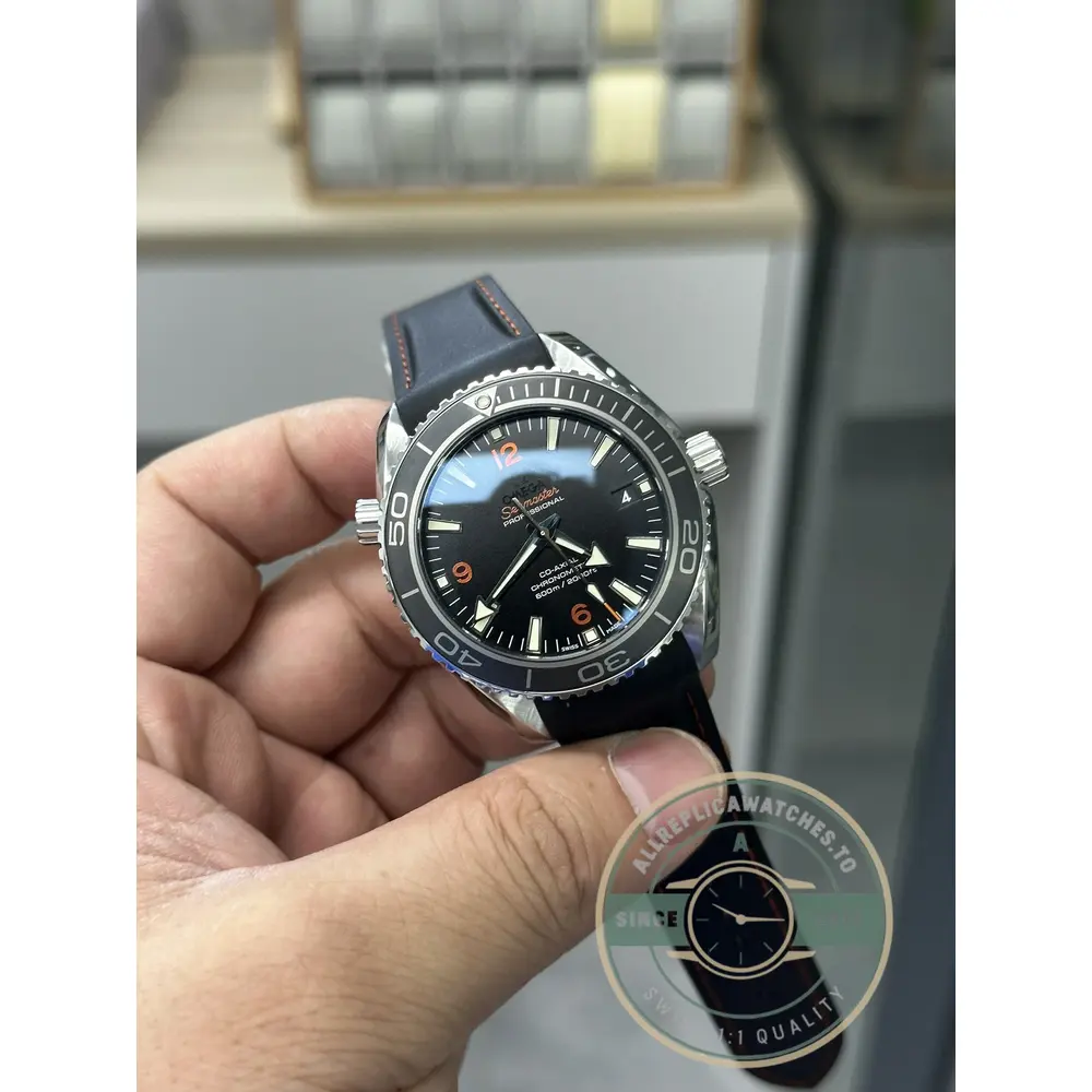 Uni-directional ceramic bezel ring of the superclone Omega Planet Ocean 232-series diver