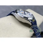 Applied indices raised over the blue teak surface, Omega Seamaster Aqua Terra clone