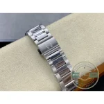 Silver-toned dial carrying applied luminous indices and matching hands, 42mm Aqua Terra superclone