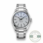 Silver-toned teak dial at 42mm, super clone Omega Aqua Terra 231.10.42.21.02.006