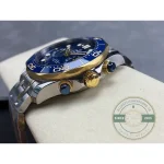 Recessed chronograph subdials at six and nine on the clone 9900 two-tone Seamaster