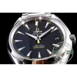 Three-link stainless steel bracelet on the black-dial Omega Aqua Terra superclone